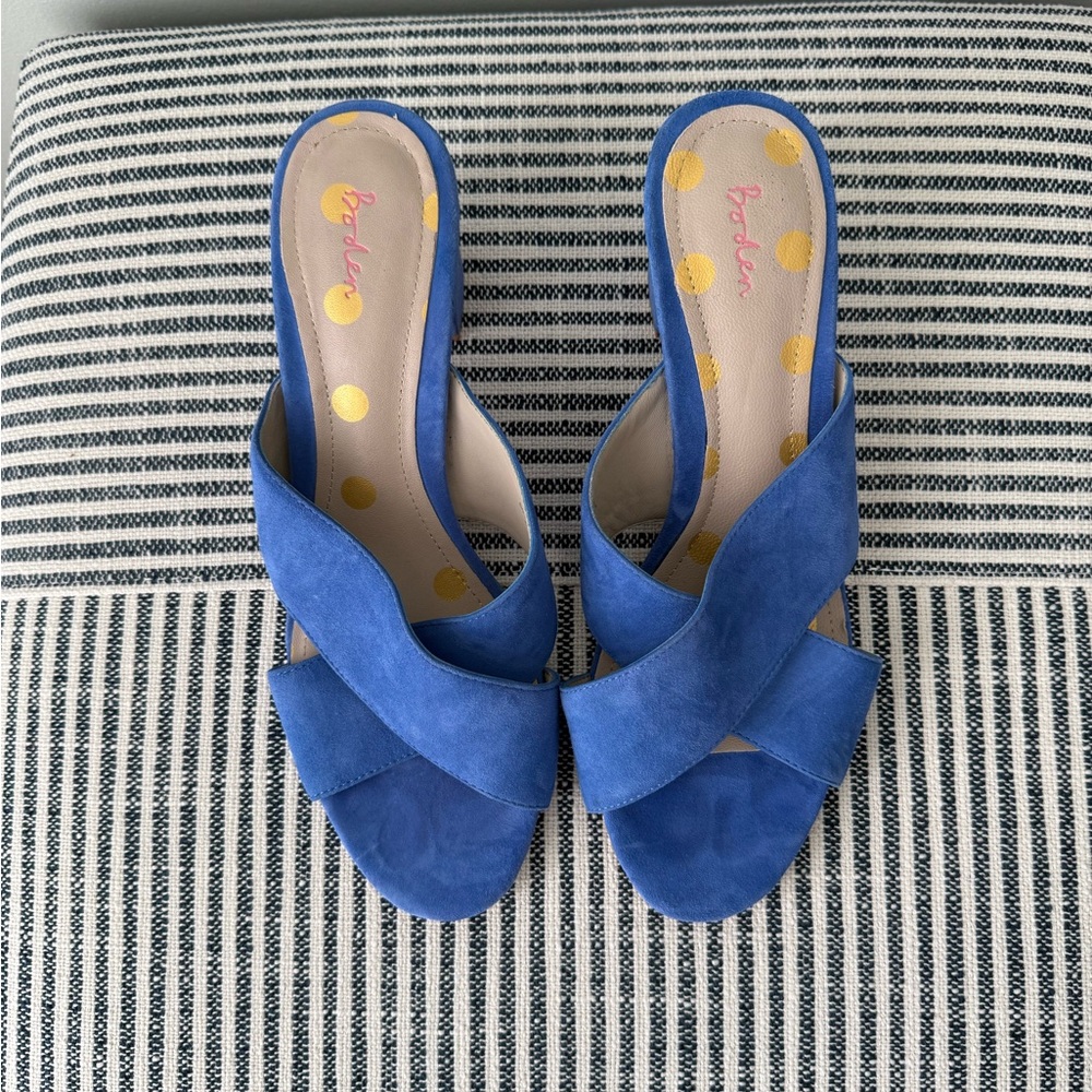 Boden Blue Suede Women's Mule Sandals - Picture 2 of 8
